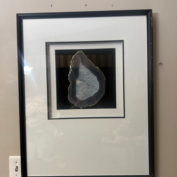Natural Brazilian Agate Slice HEALING POSITIVE ENERGY CALM in charcoal framed